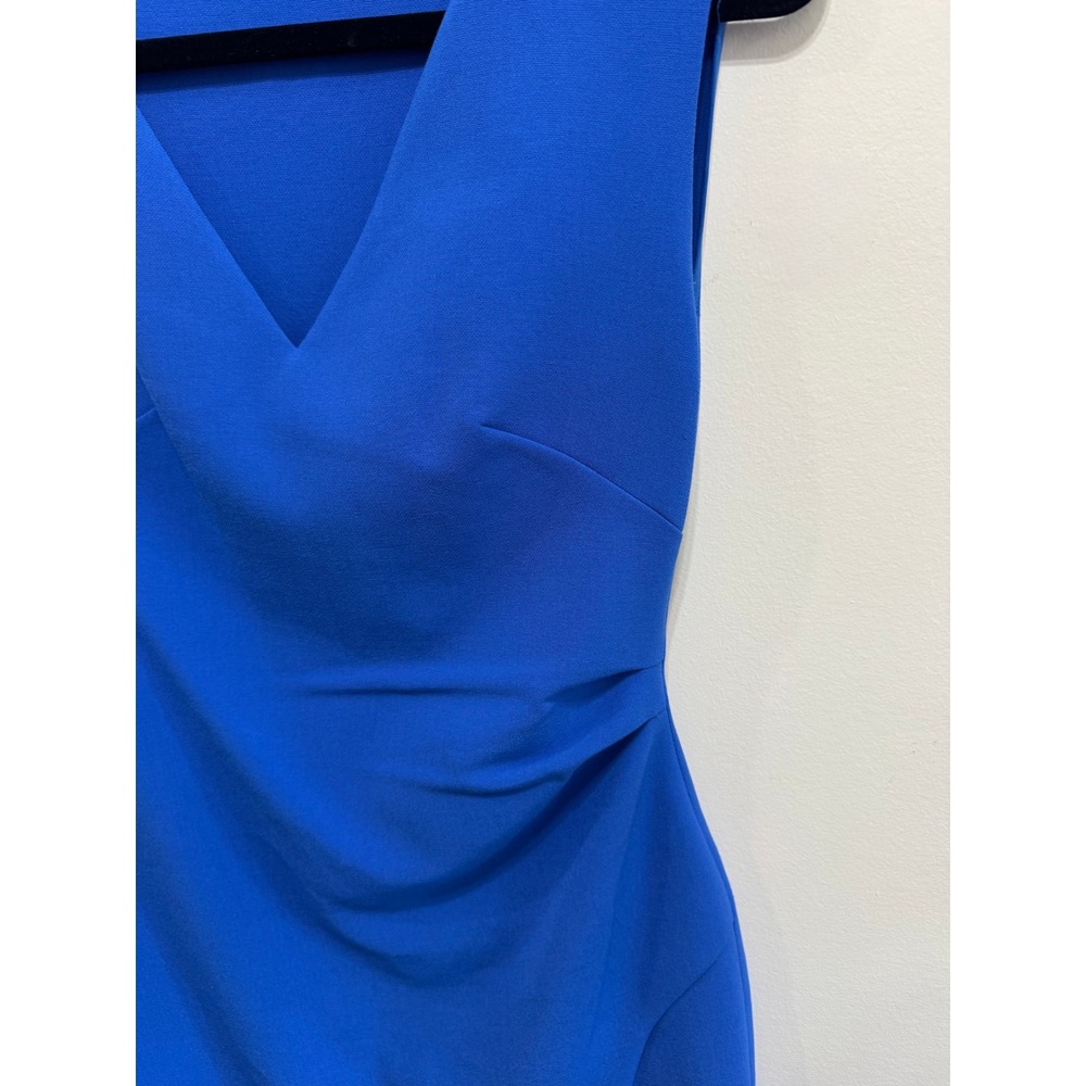 Diane von Furstenberg Royal Blue V-Neck Ruched Sheath Dress Size 4 - Picture 4 of 5